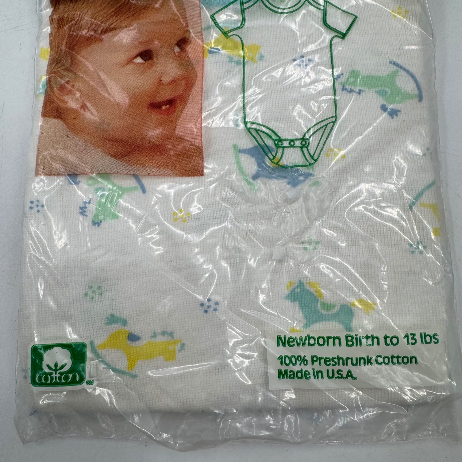 Vintage Curity Newborn Birth To 13 Lb One Piece Underwear Shirt Diaper Cover 80s — image 2 of 5